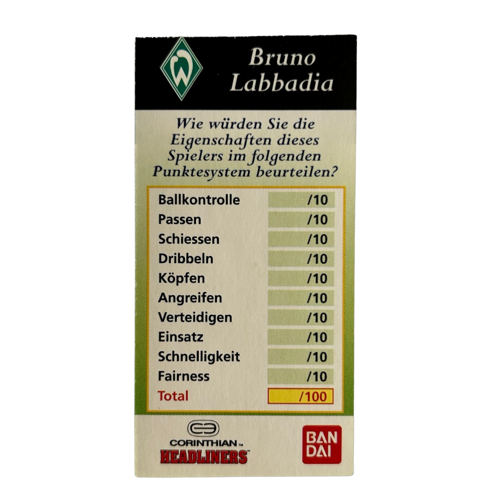 Corinthian Headliners - BRUNO LABBADIA (Werder Bremen) Collector Card GER037