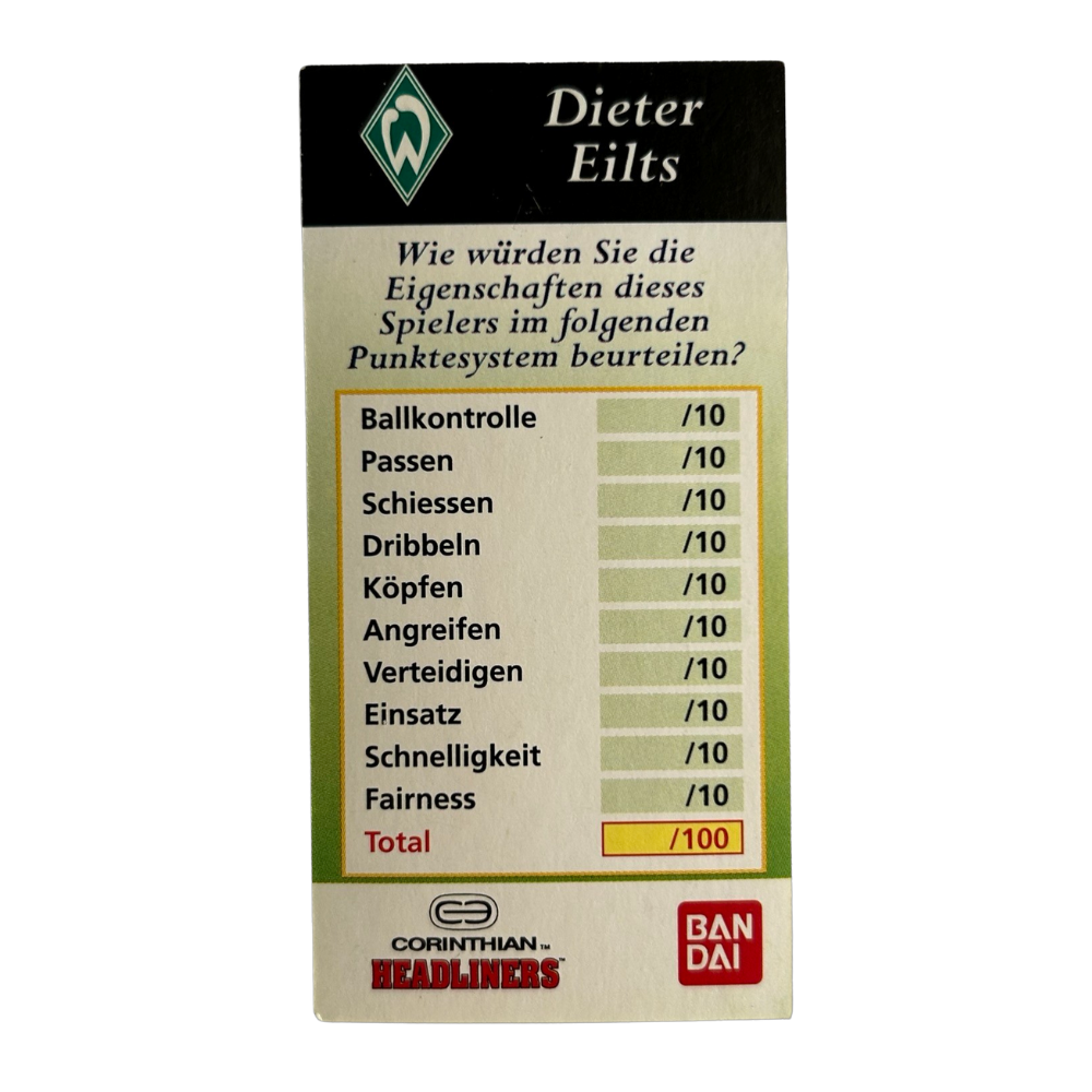 Corinthian Headliners - DEITER EILTS (Werder Bremen) Collector Card GER035