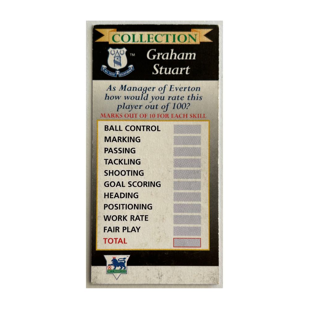 Corinthian Headliners - GRAHAM STUART (Everton) Collector Card PL270