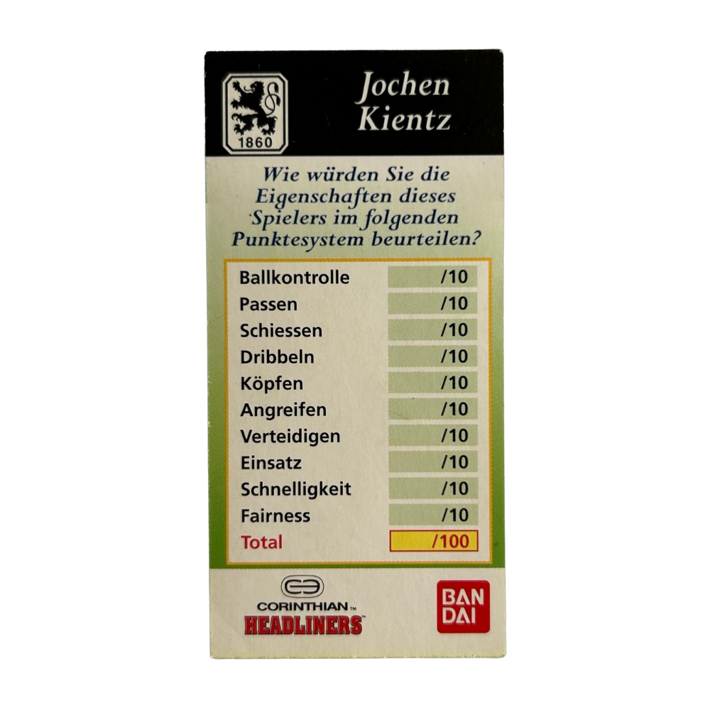 Corinthian Headliners - JOCHEN KIENTZ (TSV Munchen 1860) Collector Card GER059