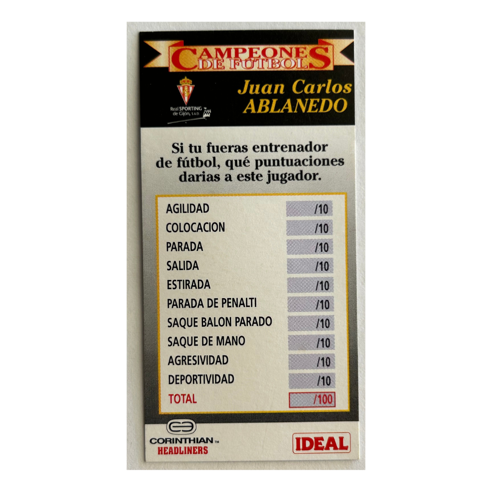 Corinthian Headliners - JUAN CARLOS ABLANEDO (Sporting Gijon) Collector Card SP014