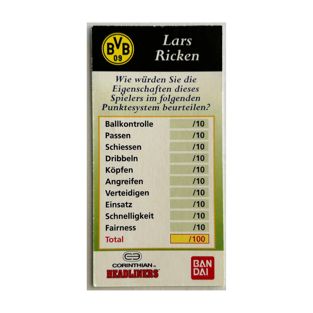 Corinthian Headliners - LARS RICKEN (Borussia Dortmund) Collector Card GER024