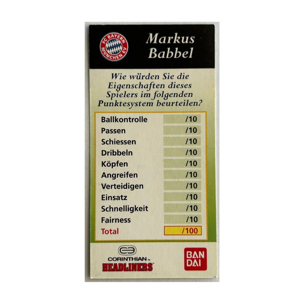 Corinthian Headliners - MARKUS BABBEL (Bayern Munich) Collector Card GER007