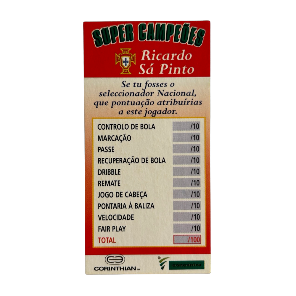Corinthian Headliners - RICARDO SA PINTO (Portugal) Collector Card POR036