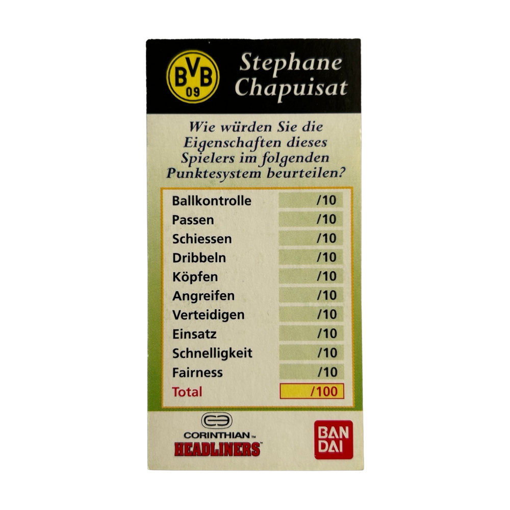 Corinthian Headliners - STEPHANE CHAPUISAT (Borussia Dortmund) Collector Card GER026