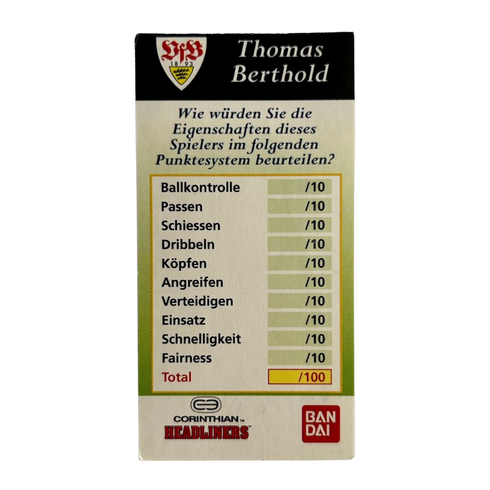 Corinthian Headliners - THOMAS BERTHOLD (VfB Stuttgart) Collector Card GER034