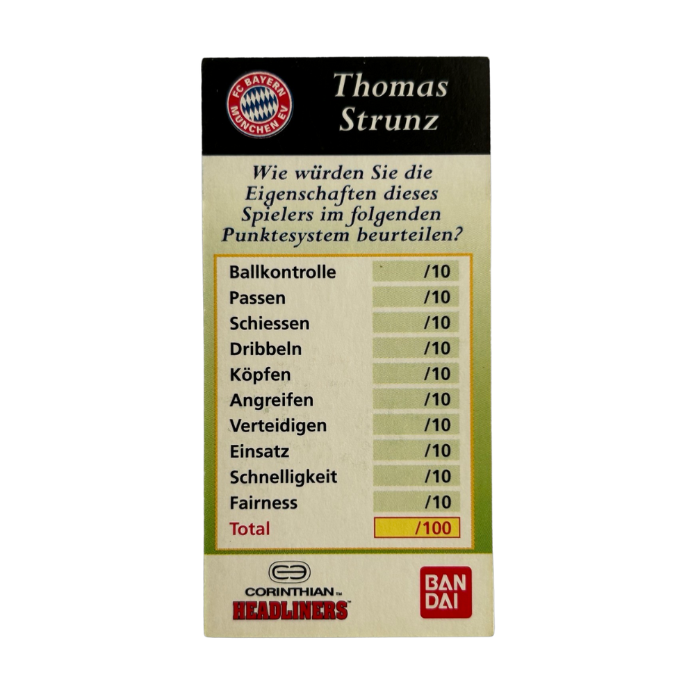 Corinthian Headliners - THOMAS STRUNZ (Bayern Munich) Collector Card GER011
