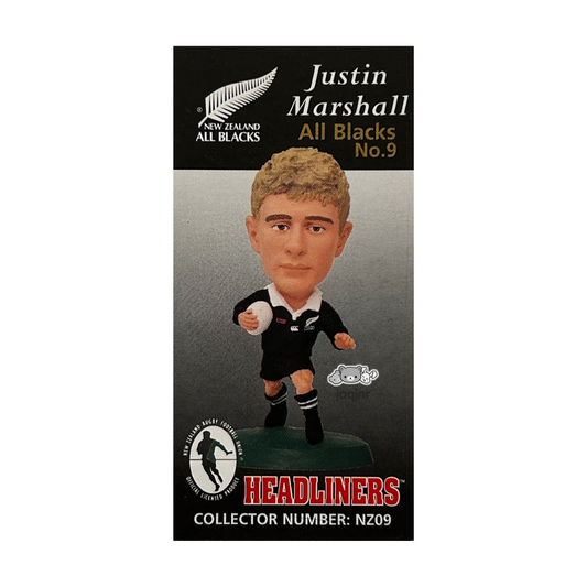 Corinthian Headliners Rugby Union - JUSTIN MARSHALL (NEW ZEALAND ALL BLACKS #9) Collector Card NZ09