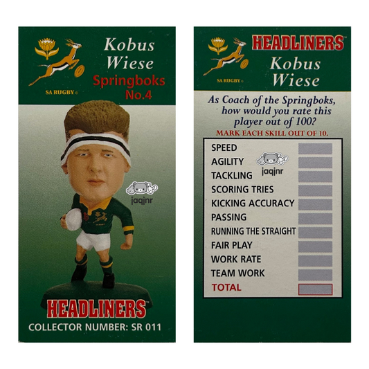 Corinthian Headliners Rugby Union - KOBUS WIESE (SPRINGBOKS #4) Collector Card SR004