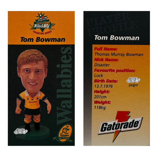 Corinthian Rugby Union 1999 Gatorade Promo - TOM BOWMAN (AUSTRALIA WALLABIES) Collector Card MS8
