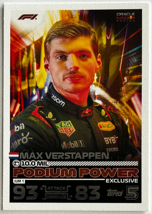 Topps F1 Turbo Attax 2024 - MAX VERSTAPPEN (ORACLE RED BULL) Podium Power Jumbo Box Exclusive JUM1