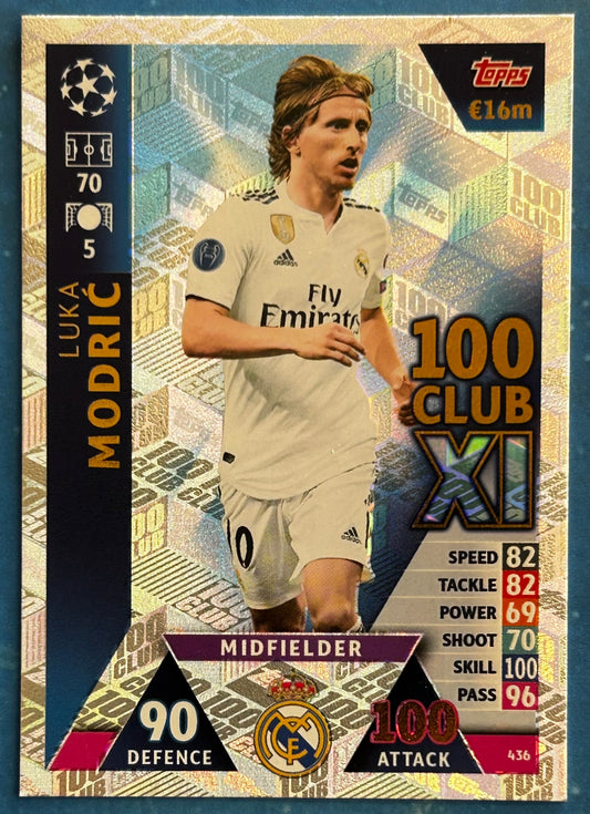 Topps Match Attax UEFA Champions League 2018-19 - LUKA MODRIC (REAL MADRID) 100 Club Foil Insert #436
