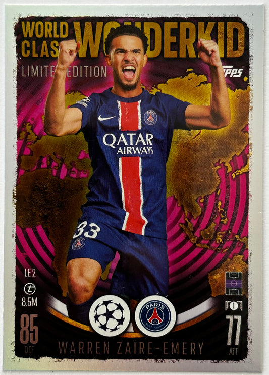 Topps 2024-25 Match Attax UEFA - WARREN ZAIRE-EMERY (PSG) World Class Wonderkid Limited Edition #LE2
