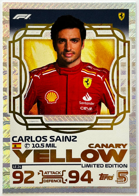 Topps F1 Turbo Attax 2024 - CARLOS SAINZ (SCUDERIA FERRARI) Canary Yellow Limited Edition LE24