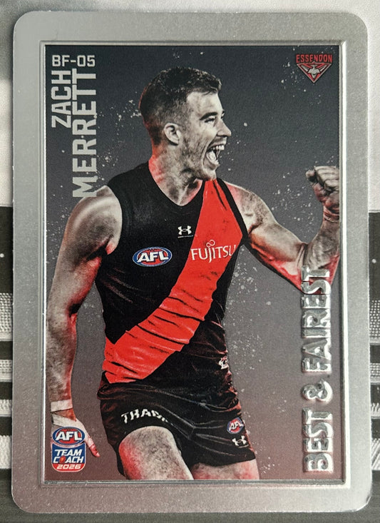 AFL Teamcoach 2026 - ZACH MERRETT (ESSENDON) Silver Best & Fairest BF-05 (1:8 pks)