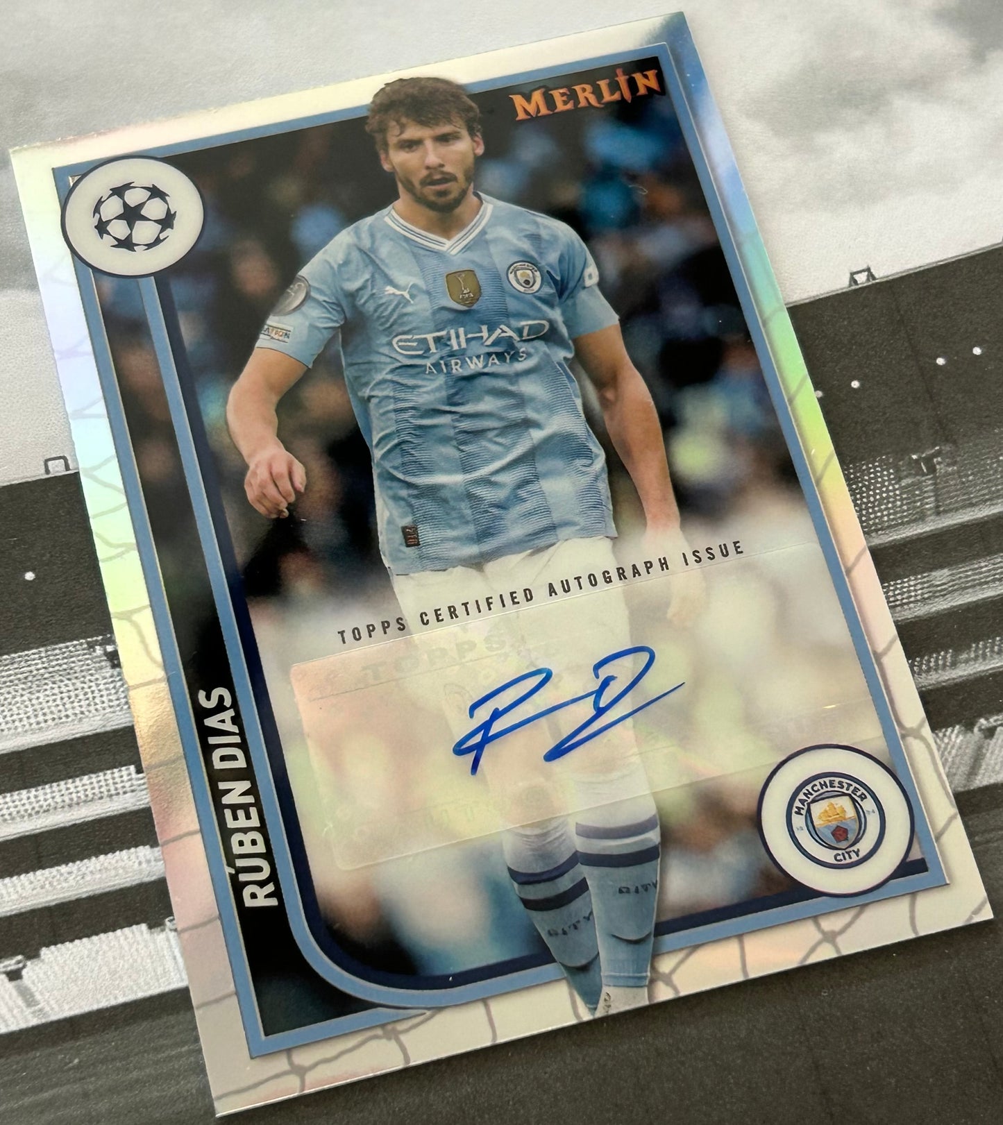 2023-24 Topps Merlin UEFA Club Competitions - RUBEN DIAS (MAN CITY) Certified Autograph Card #AH-RD