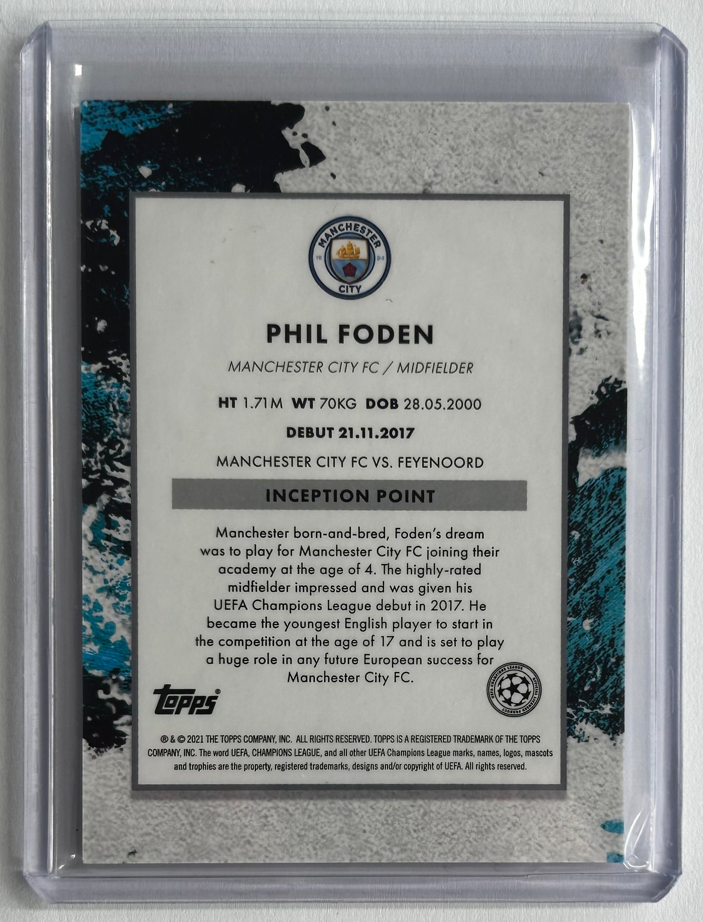 2020-21 Topps Inception UCL - PHIL FODEN (MAN CITY) Succession