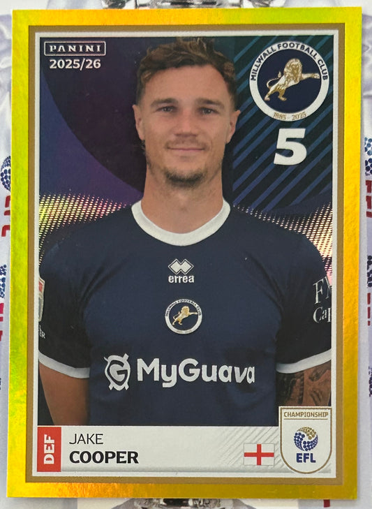 Panini EFL 2025-26 Sticker Collection - JAKE COOPER (MILLWALL) Gold Captain Parallel #201