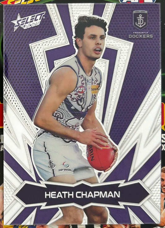 Select AFL 2025 Footy Stars - HEATH CHAPMAN (FREMANTLE DOCKERS) Luminous Lightning Bolt LT63