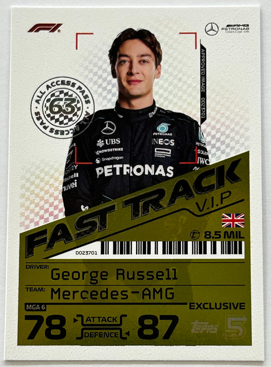 Topps F1 Turbo Attax 2024 - GEORGE RUSSELL (MERCEDES AMG) Fast Track VIP Exclusive MGA6