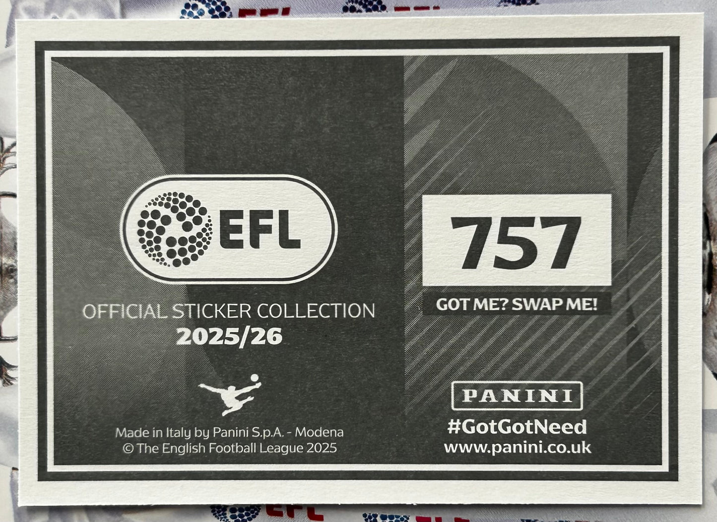 Panini EFL 2025-26 Sticker Collection - CLUB CREST (NEWPORT COUNTY) #757