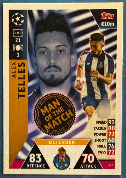 Topps Match Attax UEFA Champions League 2018-19 - ALEX TELLES (FC PORTO) Man of the Match Foil Insert #416