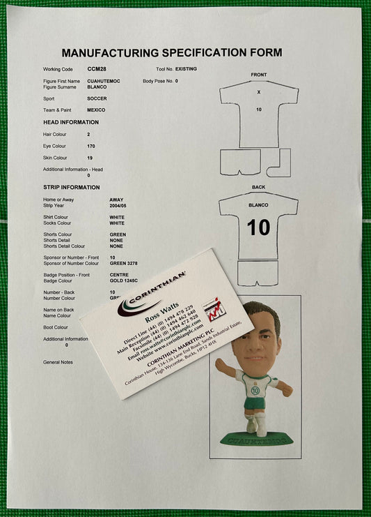 Corinthian MicroStars Manufacturing Specification Form - CUAHUTEMOC BLANCO (MEXICO) Away Kit 2004-05 CCM28