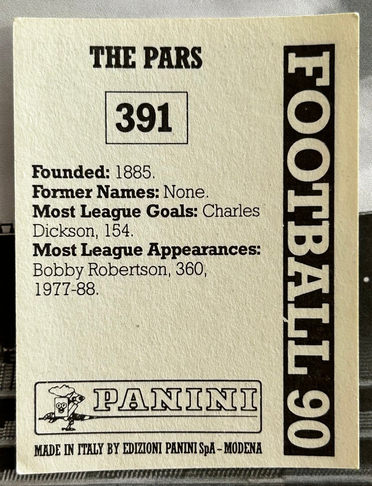 Panini Football 90 Sticker - TEAM PHOTO (DUNFERMILNE ATHLETIC) #391