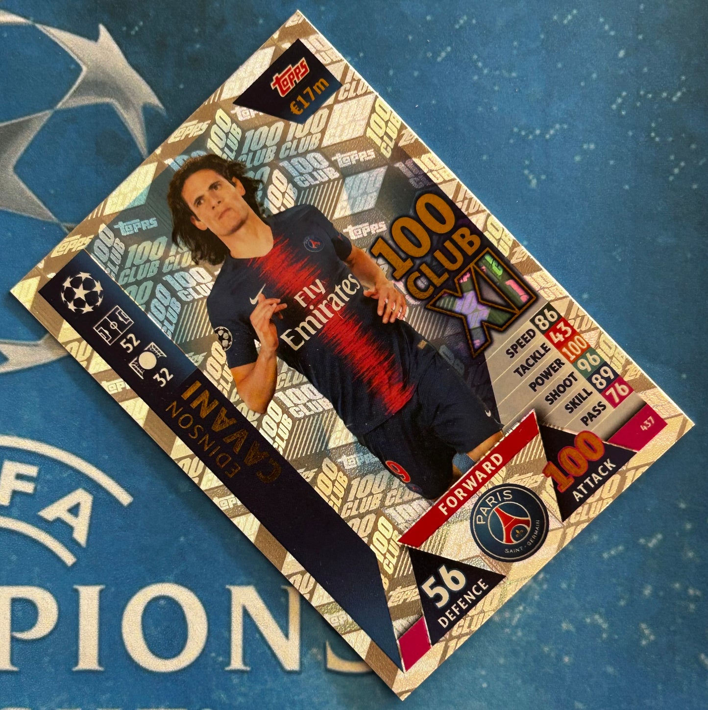 Topps Match Attax UEFA Champions League 2018-19 - EDINSON CAVANI (PSG) 100 Club Foil Insert #437