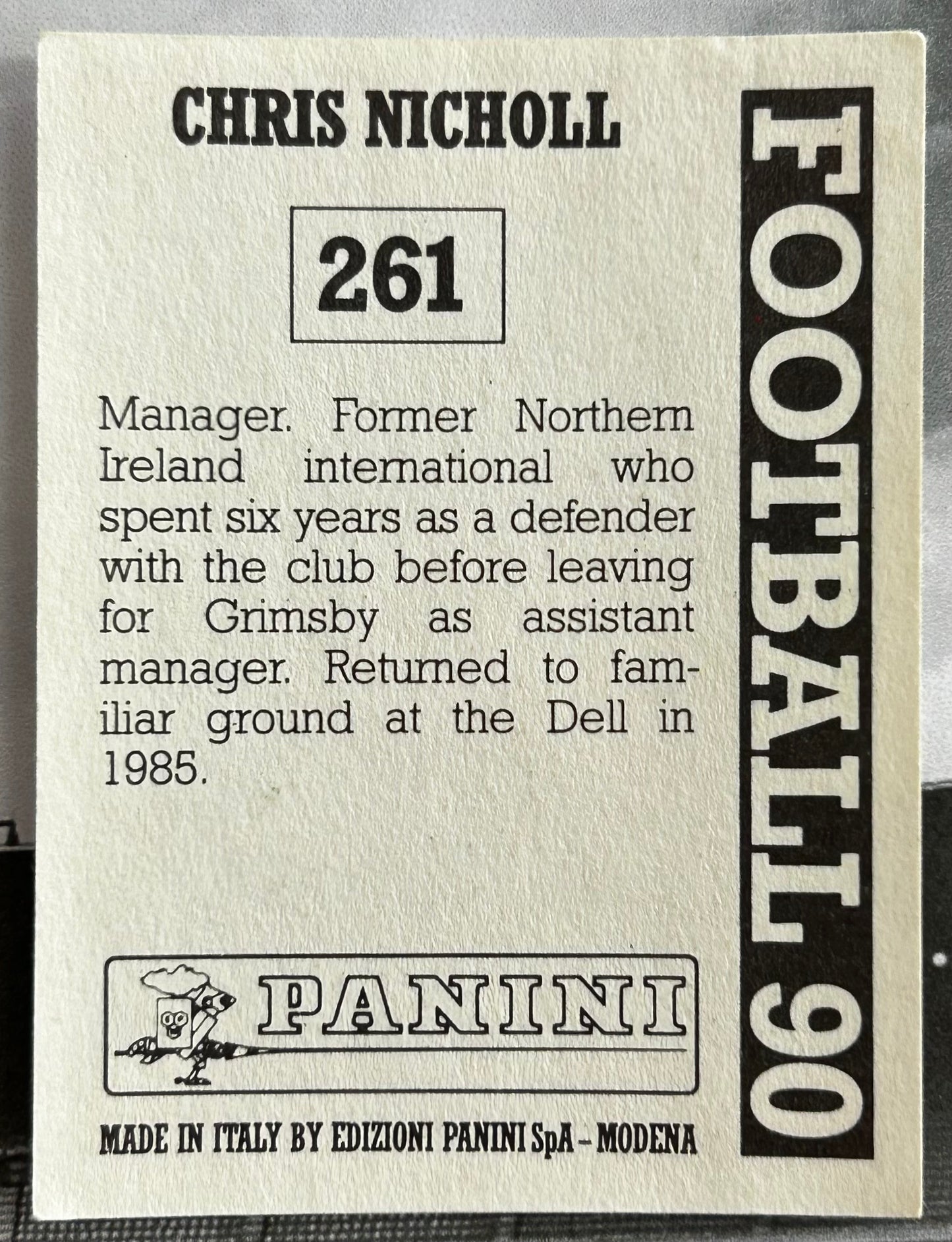 Panini Football 90 Sticker - CHRIS NICHOLL (SOUTHAMPTON) #261