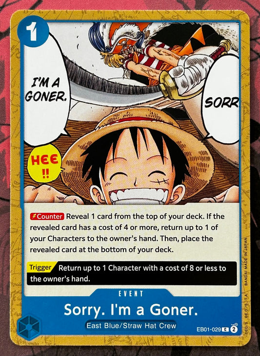 EB01-029 SORRY. I'M A GONER. One Piece Event Card (Blue) English