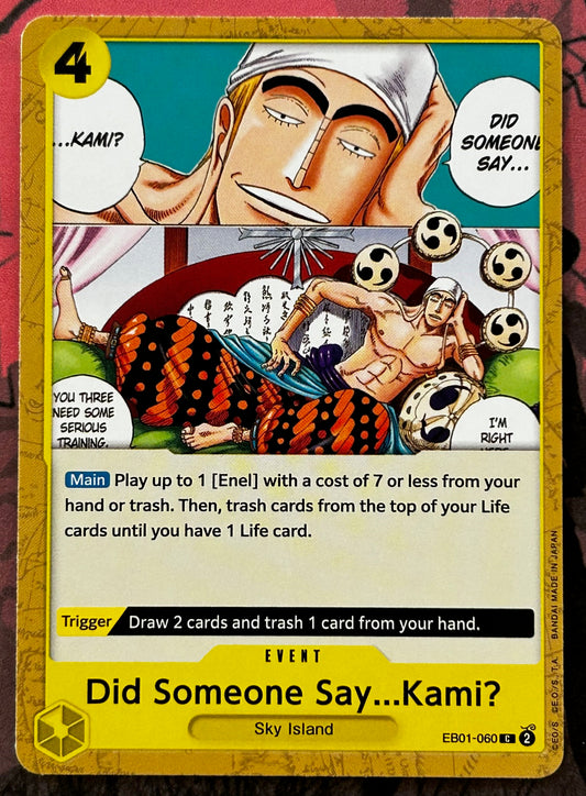 EB01-060 DID SOMEONE SAY…KAMI? One Piece Event Card (Yellow) English