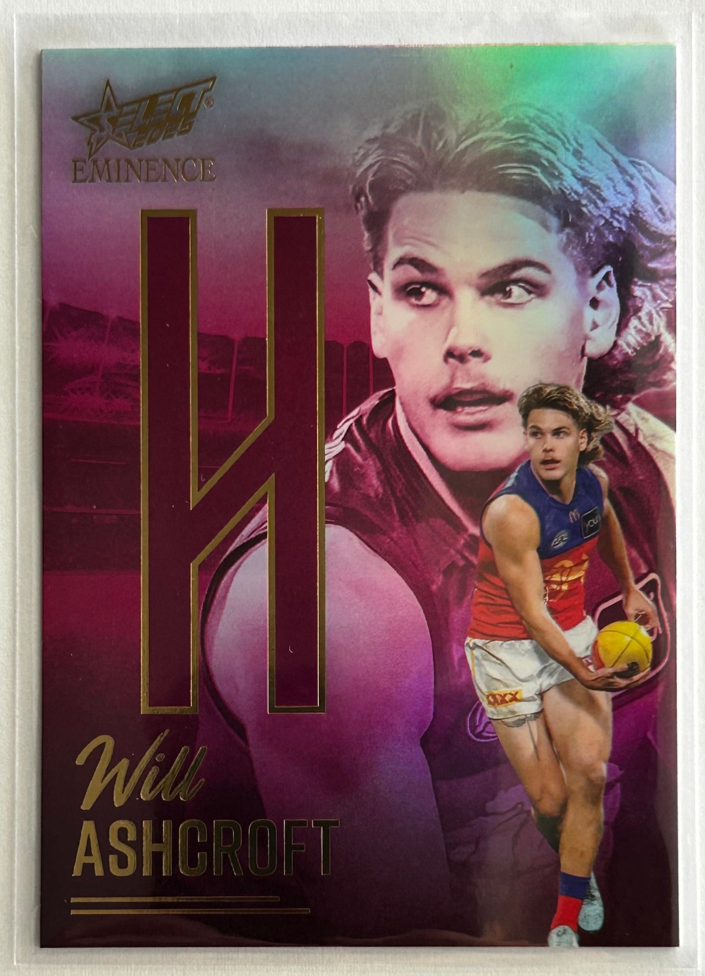 2025 AFL Select Eminence - WILL ASHCROFT (BRISBANE LIONS) Nameplate Gold 'H' /115 NG48