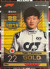 Topps F1 Turbo Attax 2022 - YUKI TSUNODA (SCUDERIA ALPHATAURI) Gold Limited Edition LE8G