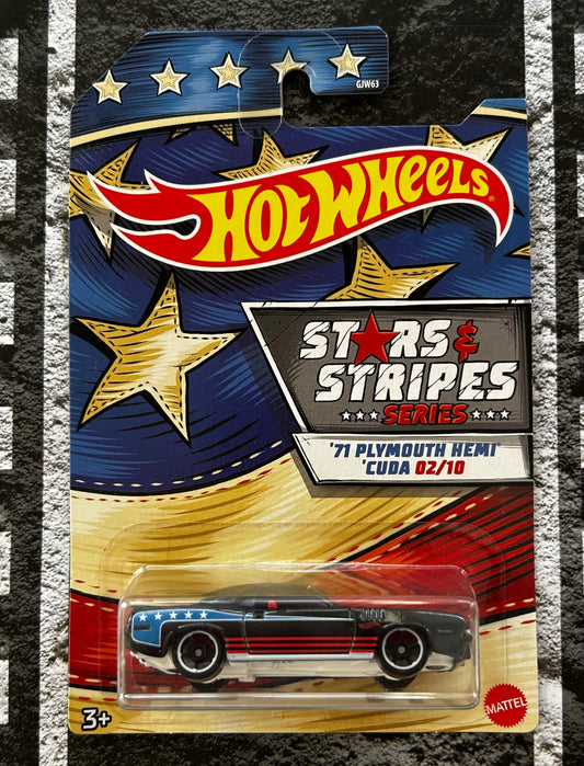 Mattel Hot Wheels Diecast 1:64 - '71 Plymouth Hemi 'Cuda 02/10 Stars & Stripes Series