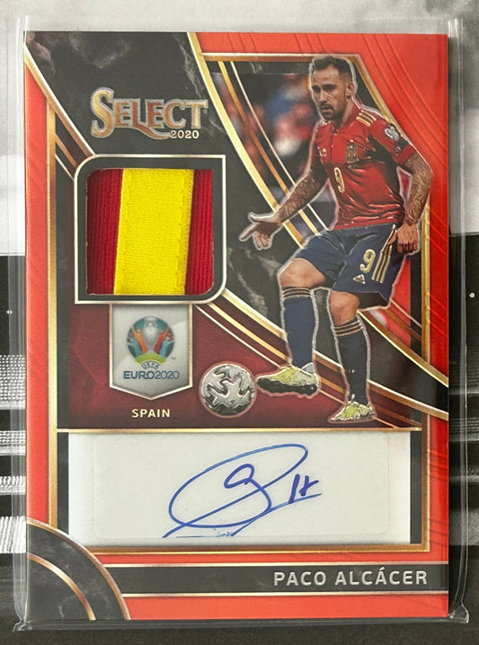 Panini Select UEFA EURO 2020 Soccer - PACO ALCACER (SPAIN) Match-worn Jersey Patch Autograph Red Prizm #PA-PA /65