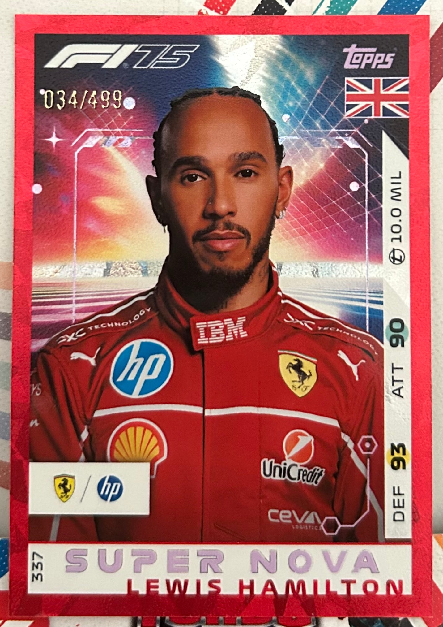 Topps F1 Turbo Attax 2025 - LEWIS HAMILTON (FERRARI) Super Nova #337 *Red Parallel /499*