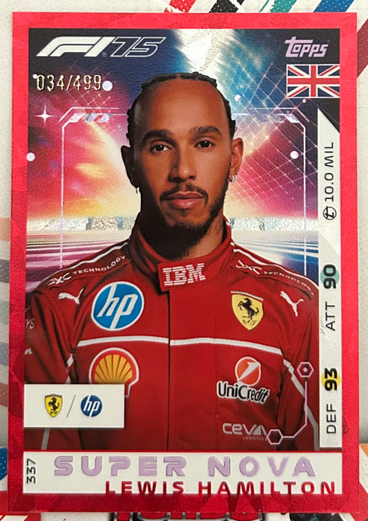 Topps F1 Turbo Attax 2025 - LEWIS HAMILTON (FERRARI) Super Nova #337 *Red Parallel /499*