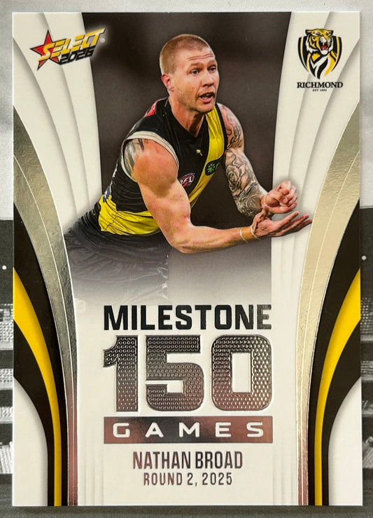 Select AFL Footy Stars 2026 - NATHAN BROAD (RICHMOND TIGERS) Milestone 150 Games MG76