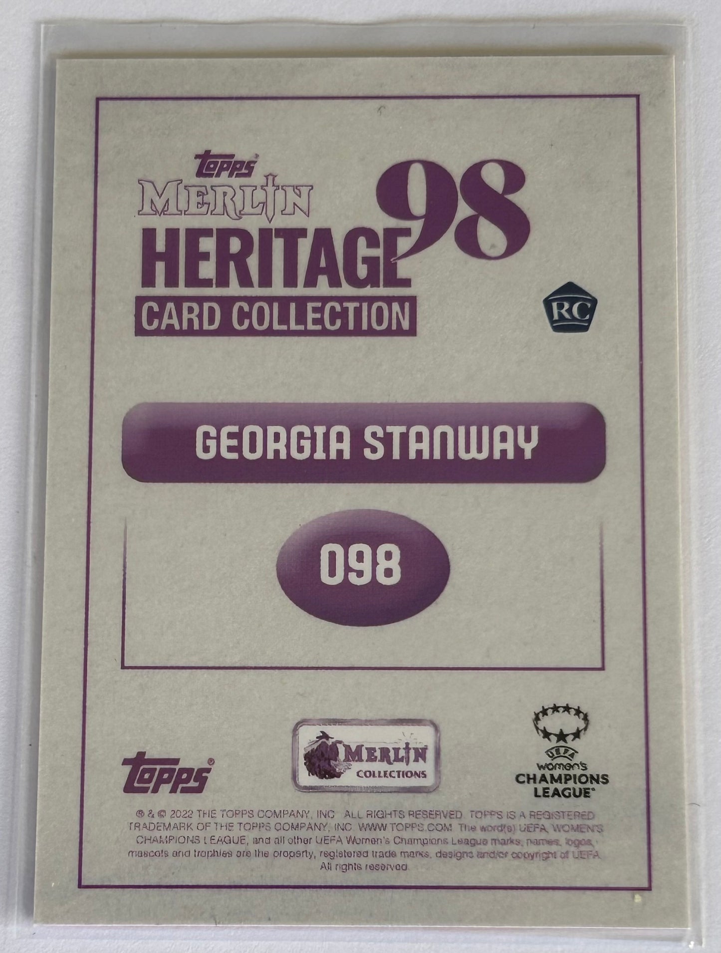 2022-23 Topps Merlin Heritage 98 UEFA - GEORGIA STANWAY (BAYERN MUNICH) Rookie RC #098