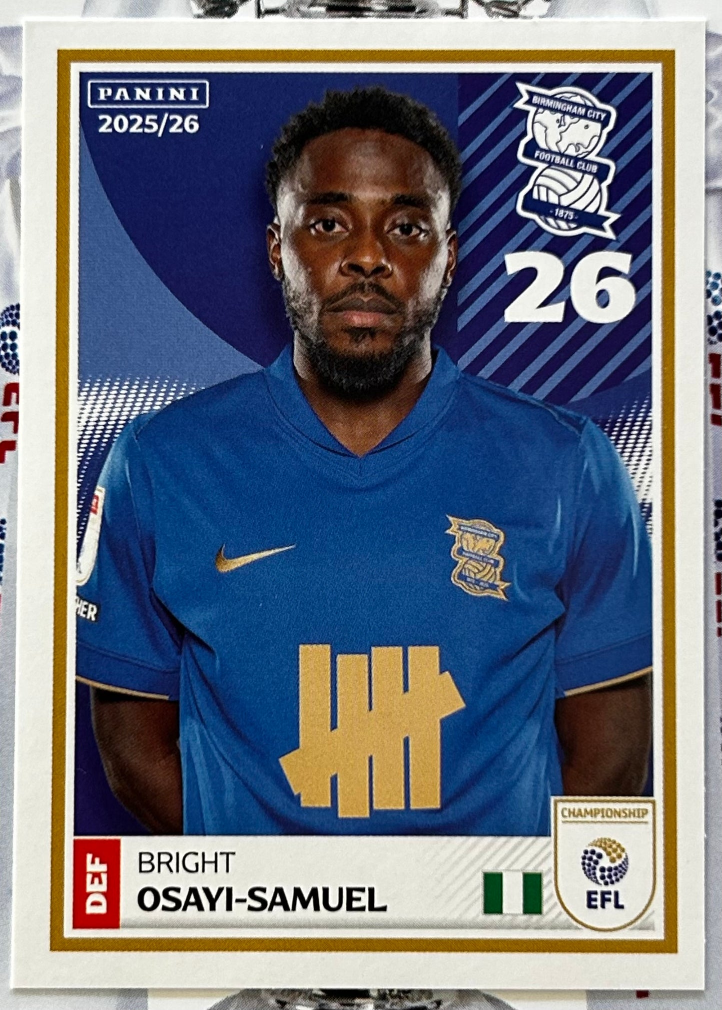 Panini EFL 2025-26 Sticker Collection - Single BIRMINGHAM CITY Stickers (#17 - #34)