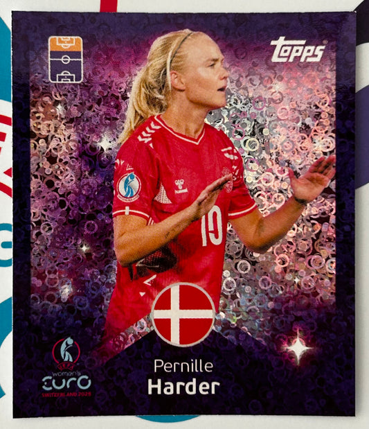 Topps UEFA Women's EURO 2025 Sticker Collection - PERNILLE HARDER (DENMARK) Shining Stars Holo Foil #158