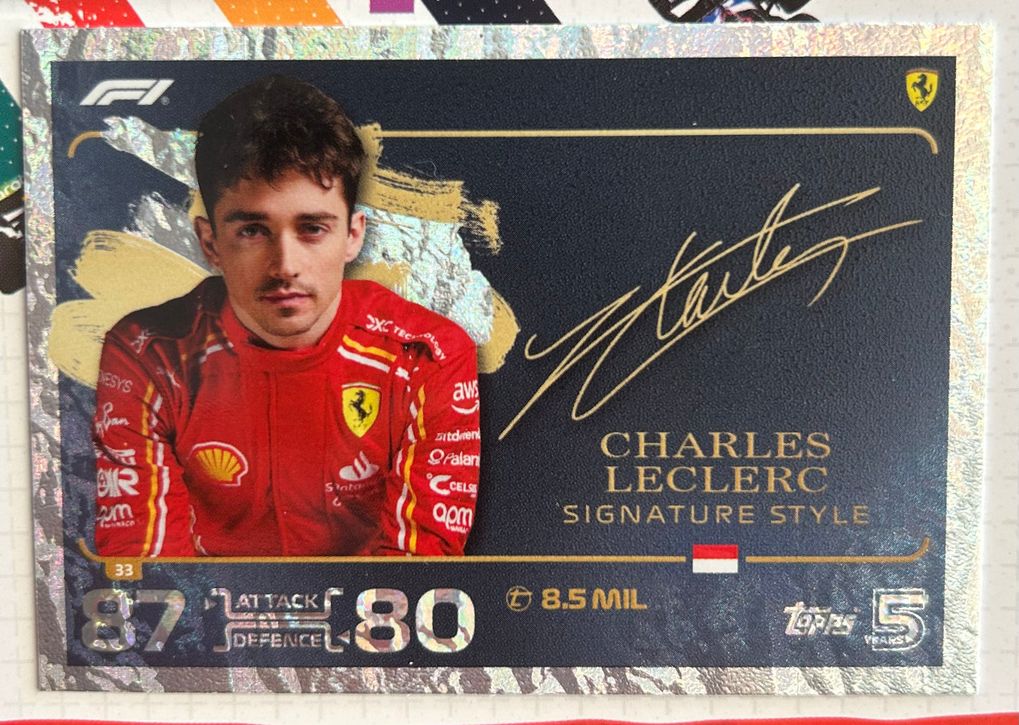 Topps F1 Turbo Attax 2024 - CHARLES LECLERC (SCUDERIA FERRARI) Signature Style Holo Foil #33