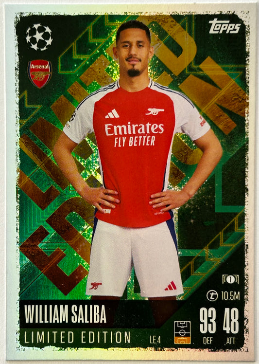 Topps 2024-25 Match Attax UEFA - WILLIAM SALIBA (ARSENAL) Limited Edition #LE4