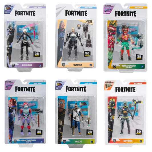 Jazwares Fortnite Solo Mode 4" Action Figures - Set of 6 inc Gunnar & Tomatohead