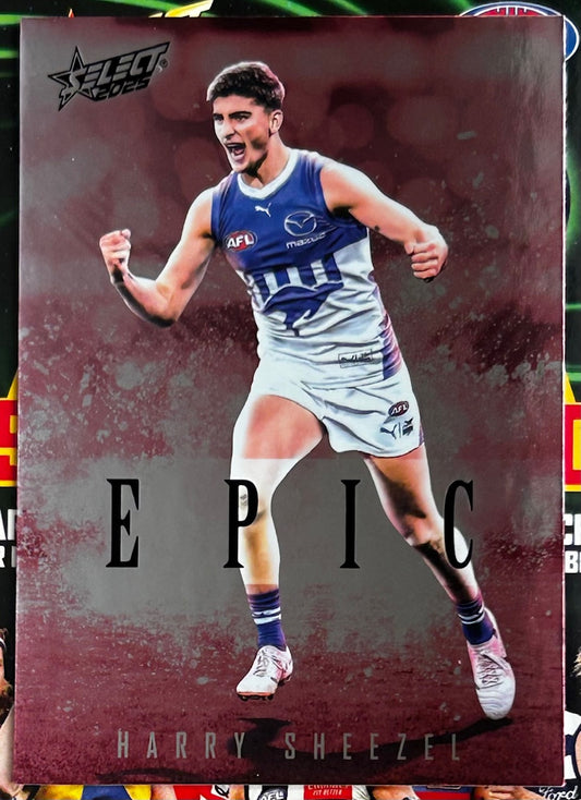 Select AFL 2025 Footy Stars - HARRY SHEEZEL (NORTH MELBOURNE) Epic Red ER59