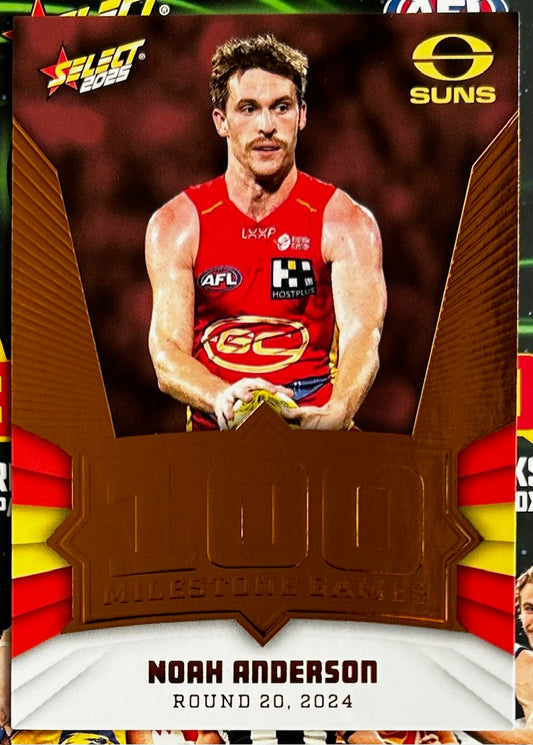 Select AFL 2025 Footy Stars - NOAH ANDERSON (GOLD COAST SUNS) 100 Milestone Games MG55