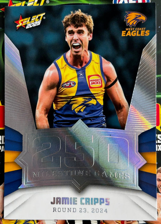 Select AFL 2025 Footy Stars - JAMIE CRIPPS (WEST COAST EAGLES) 250 Milestone Games MG100