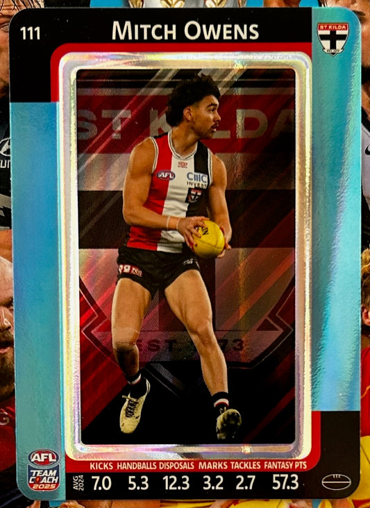 AFL Teamcoach 2025 - MITCH OWENS (ST KILDA) Blue Parallel #111 1:9 packs