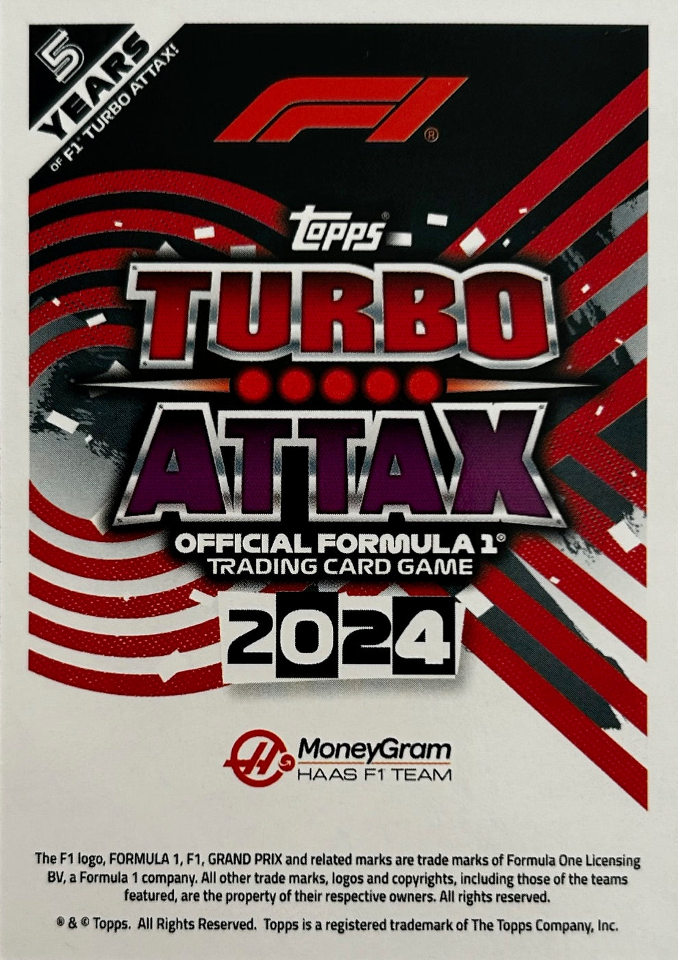 Topps F1 Turbo Attax 2024 - Single MONEYGRAM HAAS F1 TEAM Cards (#91 - #99)